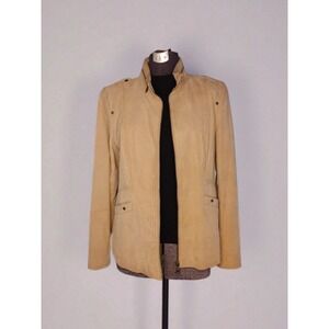 Vintage Danier Leather‎ Jacket Moto Biker Lined - Beige Pockets Sz M/L